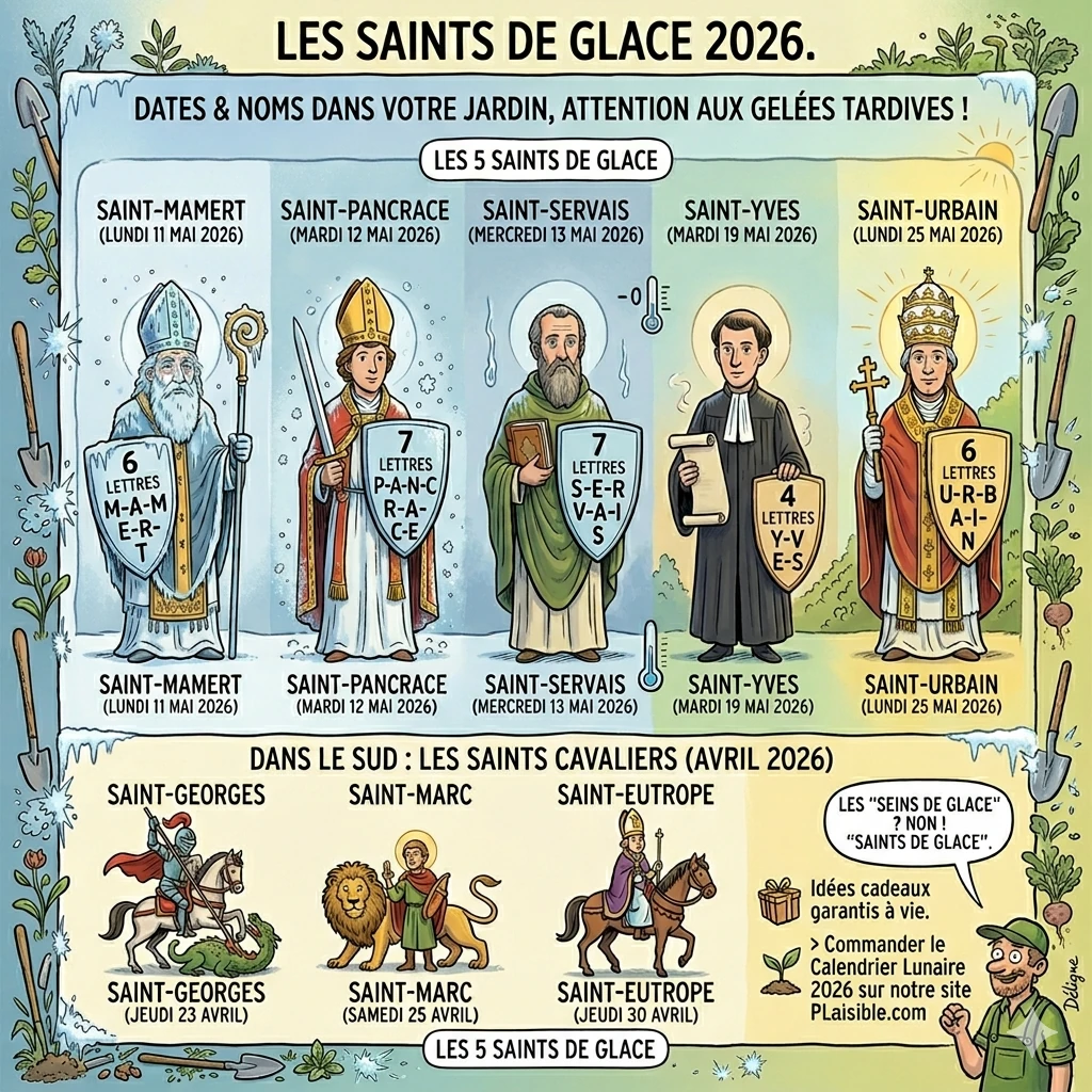 Dates des Saints de glace du mois de mai 2026 et les saints Cavaliers du mois d'avril.
